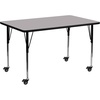 image:imageFlash Furniture Mobile 30W x 72L Rectangular Oak Thermal Laminate Activity Table  Standard Height Adjustable LegsGrey