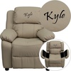 image:imageFlash Furniture Personalized Deluxe Padded Vinyl Kids Recliner with Storage Arms Beige