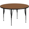 image:imageFlash Furniture Wren 60 Round Oak Thermal Laminate Activity Table  Height Adjustable Short LegsOak