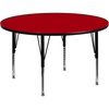 image:imageFlash Furniture Wren 60 Round Oak Thermal Laminate Activity Table  Height Adjustable Short LegsRed