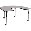image:imageFlash Furniture Wren Mobile 60W x 66L Horseshoe Grey Thermal Laminate Activity Table  Standard Height Adjustable LegsGrey