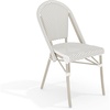 image:imageMartha Stewart Lily Pond IndoorOutdoor Stackable Aluminum Bistro Chair with Gray Woodgrain Frame Finish and WhiteGray Woven Rattan Backrest and SeatGray  WhiteGray Frame