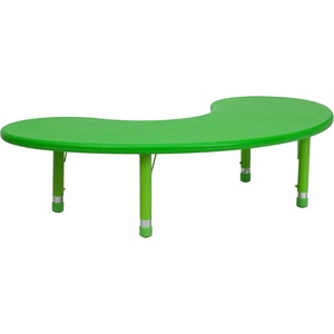 image:imageFlash Furniture 35W x 65L HalfMoon Red Plastic Height Adjustable Activity TableGreen