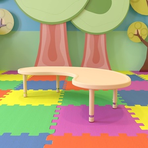 image:imageFlash Furniture 35W x 65L HalfMoon Red Plastic Height Adjustable Activity TableNatural
