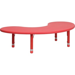 image:imageFlash Furniture 35W x 65L HalfMoon Red Plastic Height Adjustable Activity TableRed
