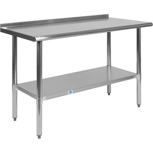 image:imageFlash Furniture 48x24 in Stainless Steel Prep Table  NSF Certified 18 Gauge Galvanized Steel Adjustable Undershelf24 x 48 with Backsplash