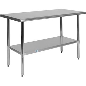 image:imageFlash Furniture 48x24 in Stainless Steel Prep Table  NSF Certified 18 Gauge Galvanized Steel Adjustable Undershelf24 x 48 without Backsplash