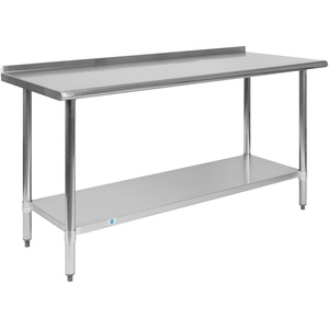 image:imageFlash Furniture 48x24 in Stainless Steel Prep Table  NSF Certified 18 Gauge Galvanized Steel Adjustable Undershelf24 x 60 with Backsplash