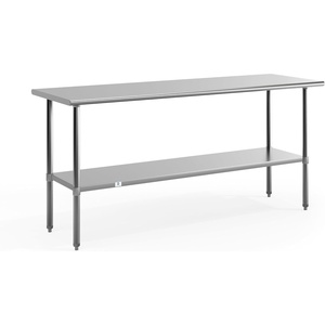 image:imageFlash Furniture 48x24 in Stainless Steel Prep Table  NSF Certified 18 Gauge Galvanized Steel Adjustable Undershelf30 x 72 without Backsplash