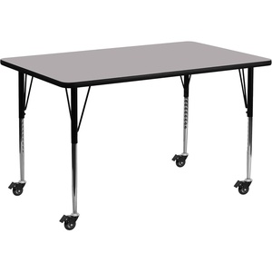 image:imageFlash Furniture Mobile 30W x 72L Rectangular Oak Thermal Laminate Activity Table  Standard Height Adjustable LegsGrey