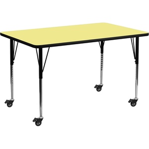 image:imageFlash Furniture Mobile 30W x 72L Rectangular Oak Thermal Laminate Activity Table  Standard Height Adjustable LegsYellow