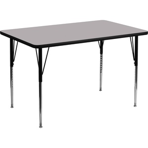 image:imageFlash Furniture Wren 30W x 48L Rectangular Grey Thermal Laminate Activity Table  Standard Height Adjustable LegsGrey