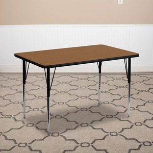 image:imageFlash Furniture Wren 30W x 48L Rectangular Grey Thermal Laminate Activity Table  Standard Height Adjustable LegsOak