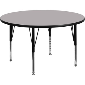 image:imageFlash Furniture Wren 60 Round Oak Thermal Laminate Activity Table  Height Adjustable Short LegsGrey