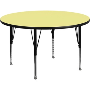 image:imageFlash Furniture Wren 60 Round Oak Thermal Laminate Activity Table  Height Adjustable Short LegsYellow