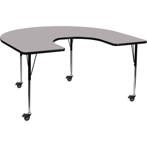 image:imageFlash Furniture Wren Mobile 60W x 66L Horseshoe Grey Thermal Laminate Activity Table  Standard Height Adjustable LegsGrey