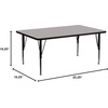 image:imageFlash Furniture 24W x 60L Rectangular Grey HP Laminate Activity Table  Height Adjustable Short LegsGrey