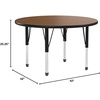 image:imageFlash Furniture 42 Round Grey HP Laminate Activity Table  Height Adjustable Short LegsOak