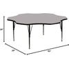 image:imageFlash Furniture 60 Flower Yellow Thermal Laminate Activity Table  Height Adjustable Short LegsGrey