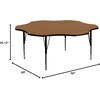 image:imageFlash Furniture 60 Flower Yellow Thermal Laminate Activity Table  Height Adjustable Short LegsOak