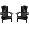 image:imageFlash Furniture Charlestown Folding Adirondack Chair  Black  Poly Resin  IndoorOutdoor  Weather Resistant  Set of 2Black