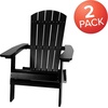 image:imageFlash Furniture Charlestown Folding Adirondack Chair  Black  Poly Resin  IndoorOutdoor  Weather Resistant  Set of 2Black