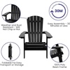 image:imageFlash Furniture Charlestown Folding Adirondack Chair  Black  Poly Resin  IndoorOutdoor  Weather Resistant  Set of 2Black