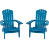 image:imageFlash Furniture Charlestown Folding Adirondack Chair  Black  Poly Resin  IndoorOutdoor  Weather Resistant  Set of 2Blue