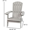 image:imageFlash Furniture Charlestown Folding Adirondack Chair  Black  Poly Resin  IndoorOutdoor  Weather Resistant  Set of 2Grey