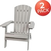 image:imageFlash Furniture Charlestown Folding Adirondack Chair  Black  Poly Resin  IndoorOutdoor  Weather Resistant  Set of 2Grey