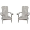 image:imageFlash Furniture Charlestown Folding Adirondack Chair  Black  Poly Resin  IndoorOutdoor  Weather Resistant  Set of 2Grey