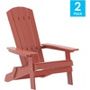 image:imageFlash Furniture Charlestown Folding Adirondack Chair  Black  Poly Resin  IndoorOutdoor  Weather Resistant  Set of 2Red