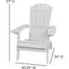 image:imageFlash Furniture Charlestown Folding Adirondack Chair  Black  Poly Resin  IndoorOutdoor  Weather Resistant  Set of 2White