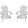 image:imageFlash Furniture Charlestown Folding Adirondack Chair  Black  Poly Resin  IndoorOutdoor  Weather Resistant  Set of 2White