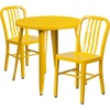 image:imageFlash Furniture Craig Commercial Grade 30 Round Yellow Metal IndoorOutdoor Table Set with 2 Vertical Slat Back ChairsYellow