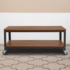 image:imageFlash Furniture Livingston Collection TV Stand in Brown Oak Wood Grain Finish with Metal Wheels