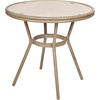 image:imageFlash Furniture Lourdes IndoorOutdoor Commercial French Bistro Set  Tempered Glass Top Table  2 Chairs  PE Rattan  Lt NAT Bamboo Print Aluminum Frame  NATWhtNatural  White RattanLight Natural Frame