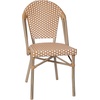 image:imageFlash Furniture Lourdes IndoorOutdoor Commercial French Bistro Set  Tempered Glass Top Table  2 Chairs  PE Rattan  Lt NAT Bamboo Print Aluminum Frame  NATWhtNatural  White RattanLight Natural Frame