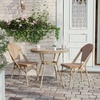 image:imageFlash Furniture Lourdes IndoorOutdoor Commercial French Bistro Set  Tempered Glass Top Table  2 Chairs  PE Rattan  Lt NAT Bamboo Print Aluminum Frame  NATWhtNatural  White RattanLight Natural Frame