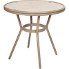 image:imageFlash Furniture Lourdes IndoorOutdoor Commercial French Bistro Set  Tempered Glass Top Table  2 Chairs  PE Rattan  Lt NAT Bamboo Print Aluminum Frame  NATWhtNatural  White RattanLight Natural Frame