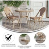 image:imageFlash Furniture Lourdes IndoorOutdoor Commercial French Bistro Set  Tempered Glass Top Table  2 Chairs  PE Rattan  Lt NAT Bamboo Print Aluminum Frame  NATWhtNatural  White RattanLight Natural Frame