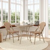 image:imageFlash Furniture Lourdes IndoorOutdoor Commercial French Bistro Set  Tempered Glass Top Table  2 Chairs  PE Rattan  Lt NAT Bamboo Print Aluminum Frame  NATWhtNatural  White RattanLight Natural Frame