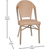 image:imageFlash Furniture Lourdes IndoorOutdoor Commercial French Bistro Set  Tempered Glass Top Table  2 Chairs  PE Rattan  Lt NAT Bamboo Print Aluminum Frame  NATWhtNatural  White RattanLight Natural Frame