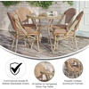 image:imageFlash Furniture Lourdes IndoorOutdoor Commercial French Bistro Set  Tempered Glass Top Table  4 Chairs  PE Rattan  Lt NAT Bamboo Print Aluminum Frame  NATWhtNatural  White RattanLight Natural Frame