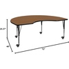 image:imageFlash Furniture Mobile 48W x 72L Kidney Red Thermal Laminate Activity Table  Height Adjustable Short LegsOak