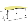 image:imageFlash Furniture Mobile 48W x 72L Kidney Red Thermal Laminate Activity Table  Height Adjustable Short LegsYellow