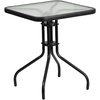 image:imageFlash Furniture Modern Rattan IndoorOutdoor Restaurant Dining Chairs and Barker 235 Square Tempered Glass Metal TableBlack