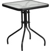 image:imageFlash Furniture Modern Rattan IndoorOutdoor Restaurant Dining Chairs and Barker 235 Square Tempered Glass Metal TableBlack