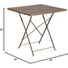 image:imageFlash Furniture Oia Commercial Grade 28 Square Light Gray IndoorOutdoor Steel Folding Patio TableGold