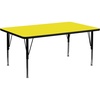image:imageFlash Furniture 24W x 60L Rectangular Grey HP Laminate Activity Table  Height Adjustable Short LegsYellow